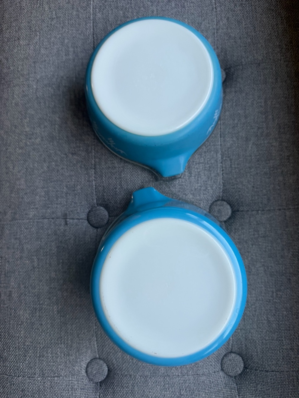 Pyrex Blue Snowflake garland 471, 473 Pattern Set with Glass Lids - Picture 9 of 12
